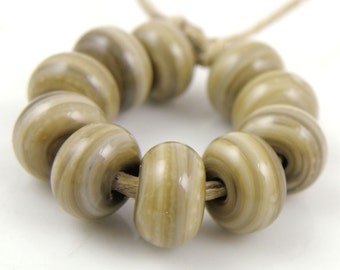 683 Dark Fossil Made to Order SRA Lampwork Handmade Artisan Glass Spacer Beads Set of 10 5x9mm