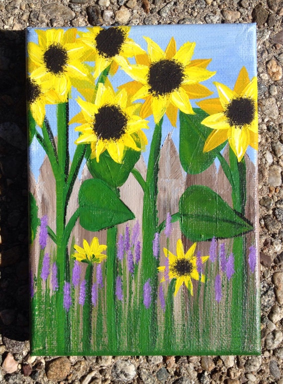 Tournesols clôture peinture originale par josiedanielledesigns Noir clôture décor