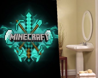 Shower Curtain - Minecraft Mine Craft Games Design Picture 