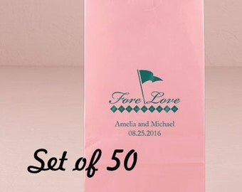 Personalized Wedding Kraft Bag - Golf Wedding - Golf Lovers - Wedding - Wedding Favor Bag - Goodie Bag - Set of 50 - Favor Bag
