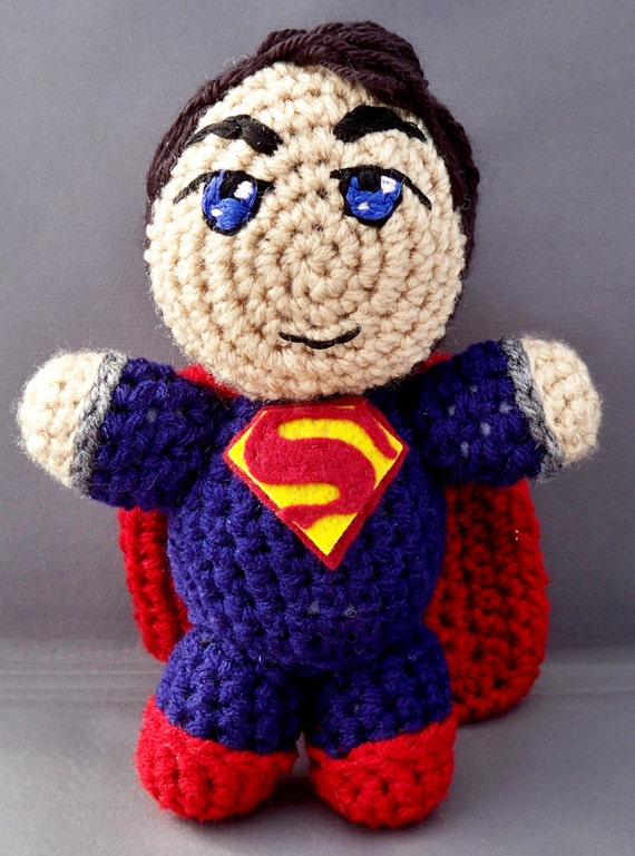 Superman (man of steel inspired) amigurumi plush doll