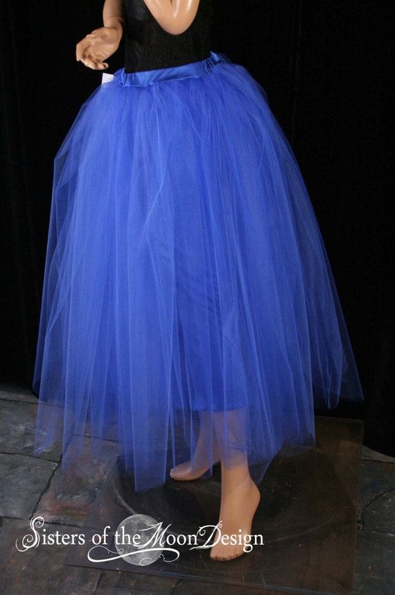 Floor length Adult tutu skirt royal blue extra puffy