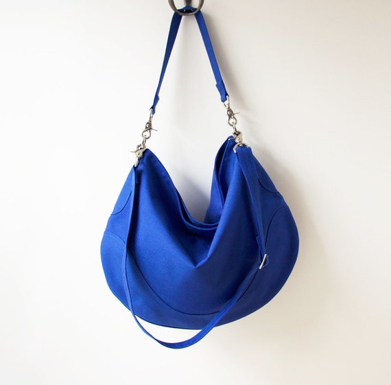 Royal Blue Raindrop Hobo  Nylon Canvas Everyday Bag  Crossbody or ...