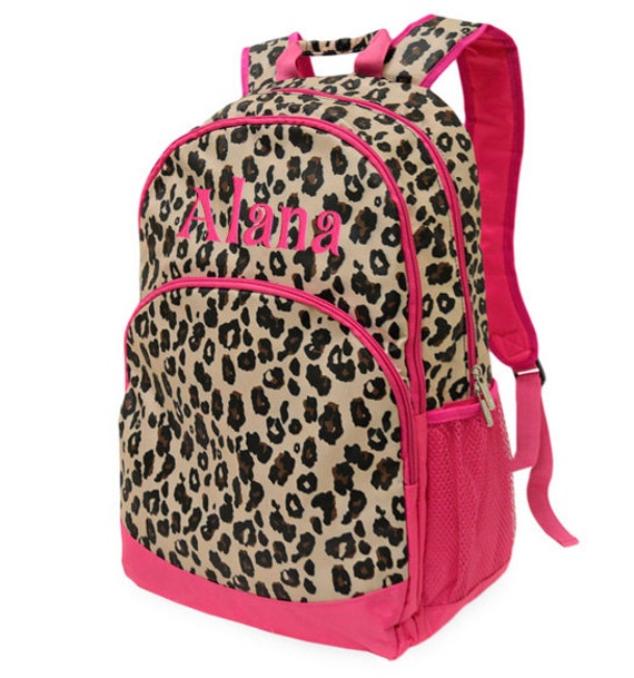 Personalized Backpack Leopard Pink Cheetah Monogrammed by parsik93