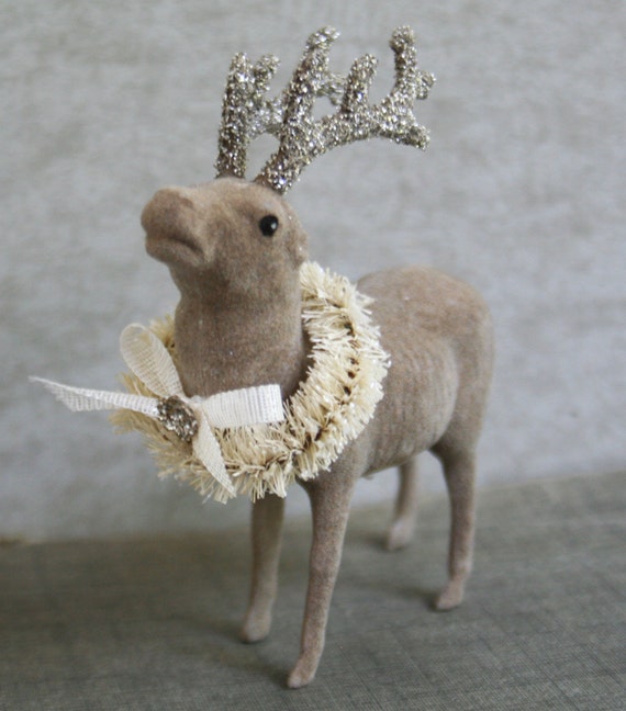 retro flocked holiday reindeer decorations christmas deer retro flocked holiday reindeer decorations christmas deer