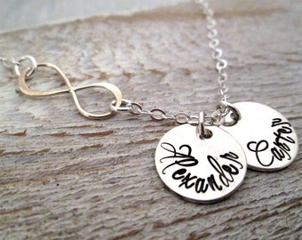 Infinity Mother's Necklace - Mothers Jewelry - Hand Stamped Necklace -