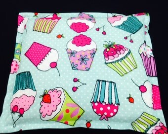 Corn Heating Pad, Corn Bag, Microwavable Warmer, Therapeutic Hot Cold Packs - Cupcakes Aqua Blue
