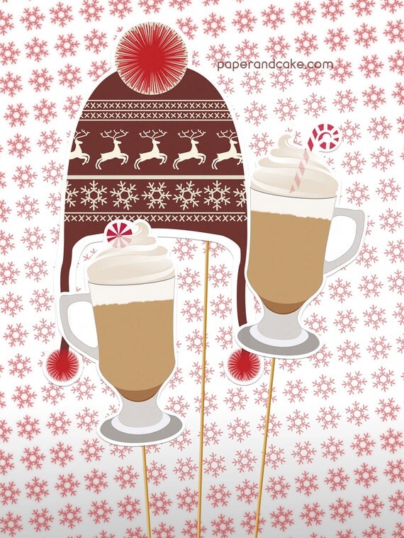 Snow Day Winter Holiday Printable PHOTO BOOTH PROPS - Editable Text >> Instant Download | Paper and Cake Il_570xn
