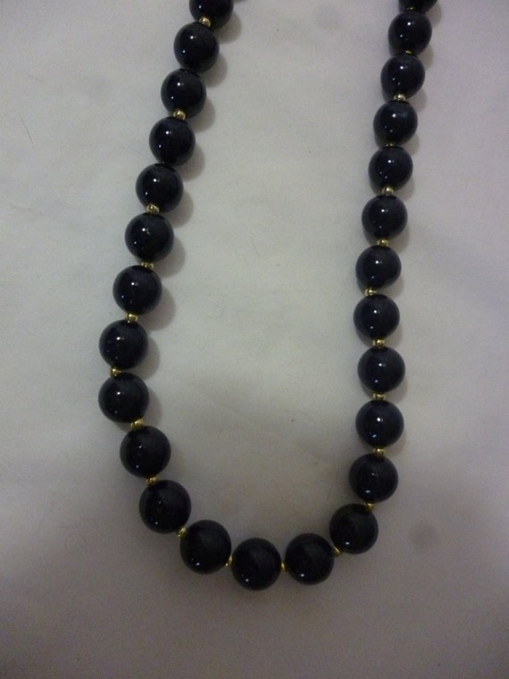 Vintage Navy Blue Beaded 30 Necklace