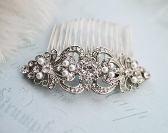 Vintage Style Bridal Hair Comb, Vintage Wedding Hair comb, Wedding Haircomb, Vintage Wedding Hair Accessory, Rustic Wedding - "JULIET"
