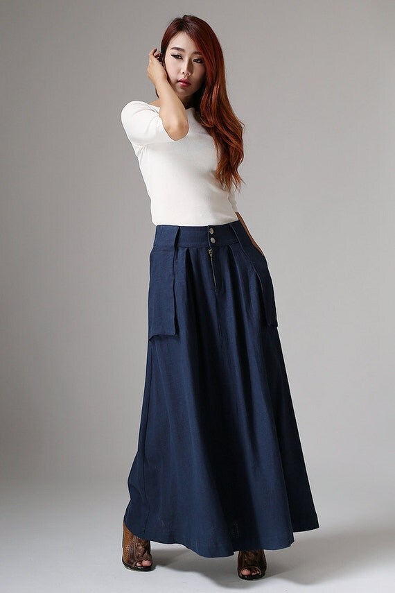 Blue Linen Skirt 112