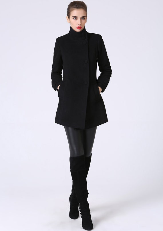 wool jacket Black coat short jacket wool coat Black