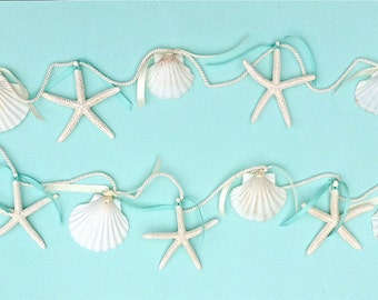 Beach Decor - Starfish and Seashell Garland - Beach Wedding Decor, Beach Garland, Christmas Beach Garland, Starfish Garland