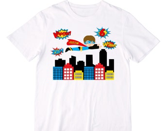 Personalized Pop Art Superhero Birthday Shirt or Bodysuit - Personalized with ANY Name and Age and to look like your child