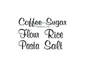 Kitchen Jar Labels- Kitchen Bin Labels Decals - Vinyl Decal Stickers, Kitchen Decals, Kitchen Jar Decal, Pantry Decal