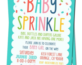 Baby Sprinkle Invitation, Baby Girl Sprinkle Invitation, Baby Boy Sprinkle Invitation, Gender Neutral Baby Sprinkle, Colorful Baby Sprinkle