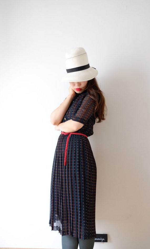 Black confetti dress Japanese vintage XS S by kamomeya on Etsy