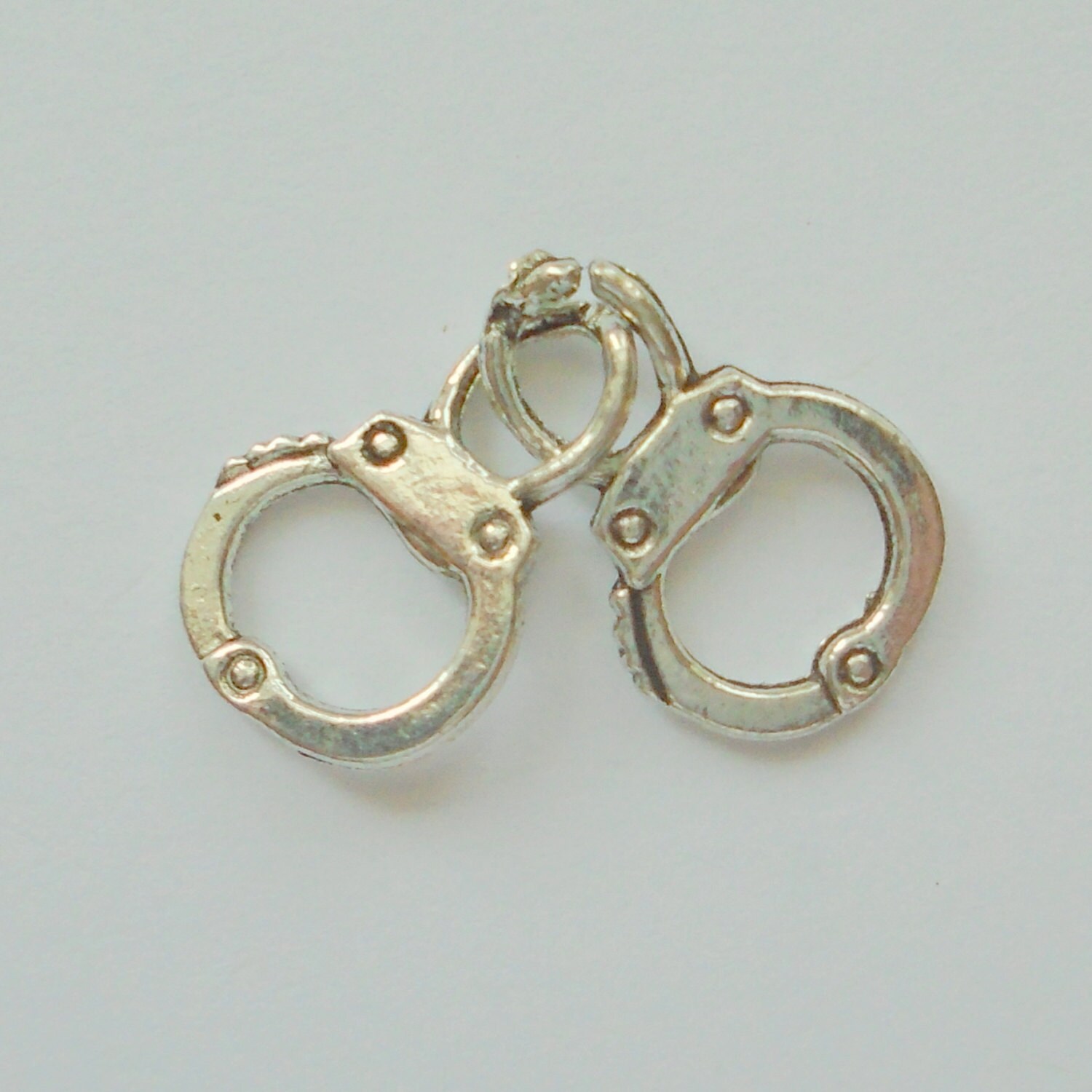 Linked Handcuffs Charm 17mm X 12mm Antiqued Silver Zinc