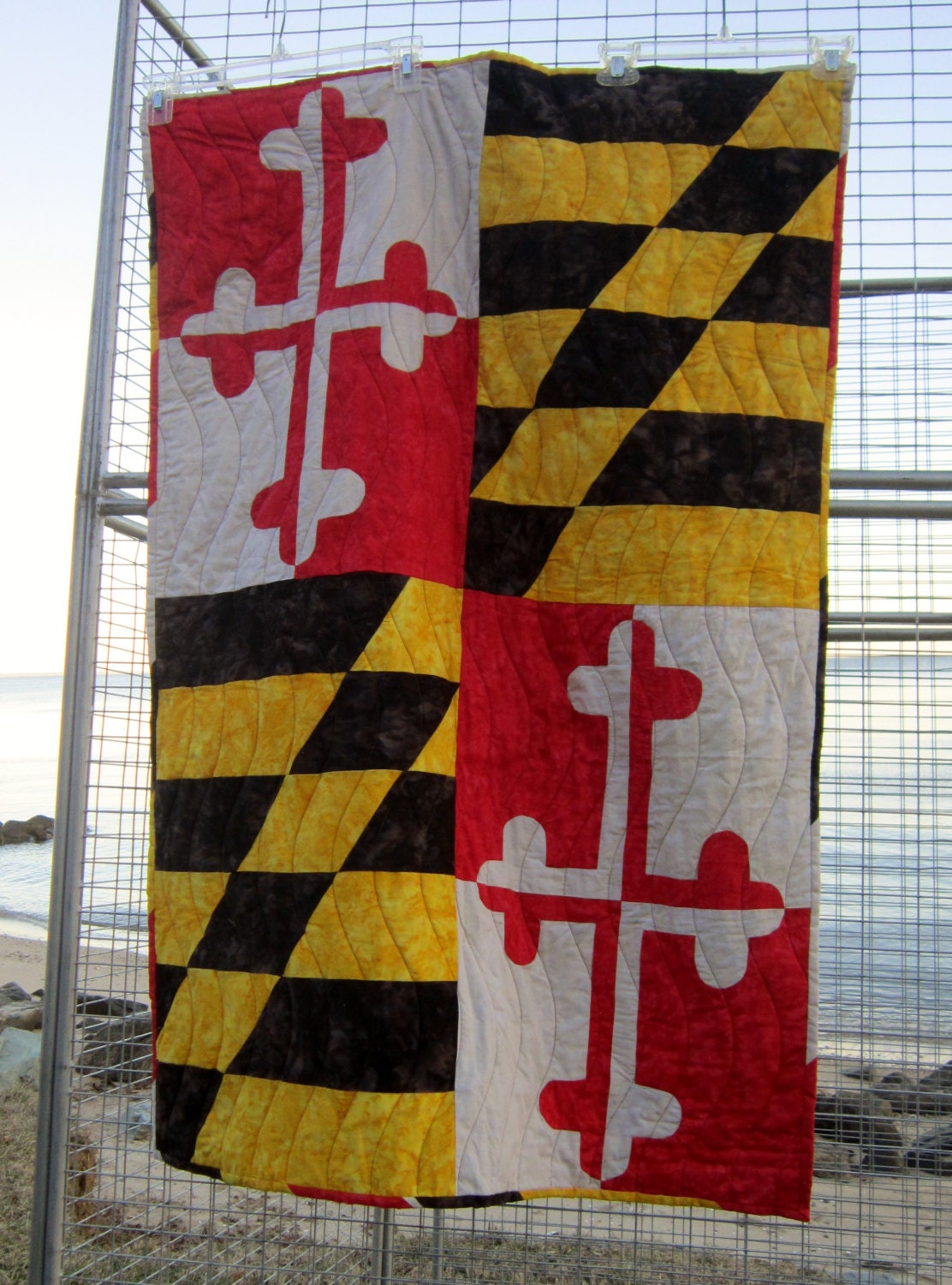 Maryland State Flag Quilt Crib Size Wall By SewCreativebyHeidi