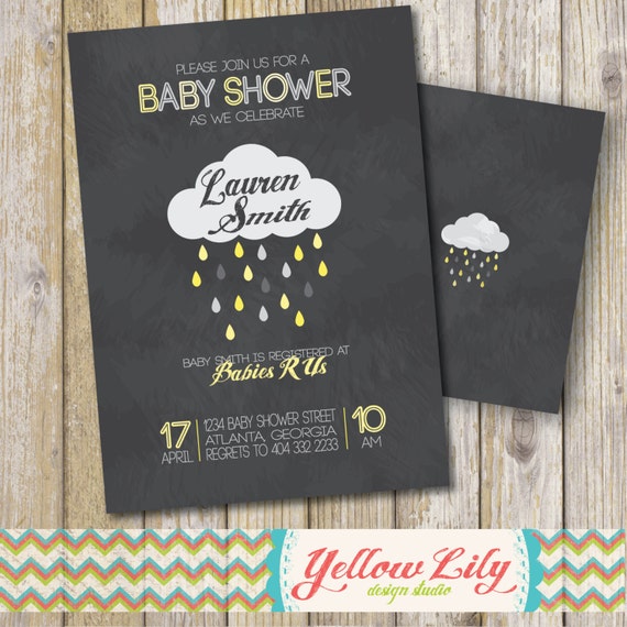 Rain Cloud Baby Shower Invitation Gender Neutral   Baby