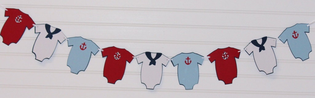 Nautical Onesie Garland Its A Boy Decor / Nautical Baby Shower Nautical Onesie Garland Its A Boy Decor / Nautical Baby Shower