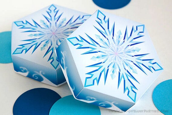 Snowflake Favor Box : DIY Printable Frozen Crystal Gift Box PDF | Winter Wonderland | Winter Onederland | Snow - Instant Download Il_570xn