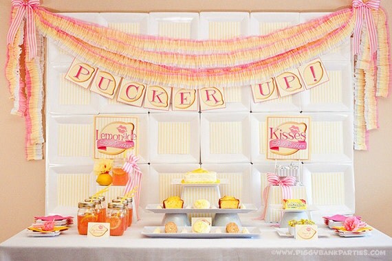 PUCKER UP Collection : DIY Printable Bridal Shower Decoration | Wedding | Lemonade | Kiss | Lemon Themed - Instant Download Il_570xn