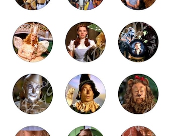WIZARD oF OZ Craft Circles - Original WIzard - Dorothy Toto Tinman- Instant Download Digital Printable Bottlecaps Cupcakes Collage Sheet