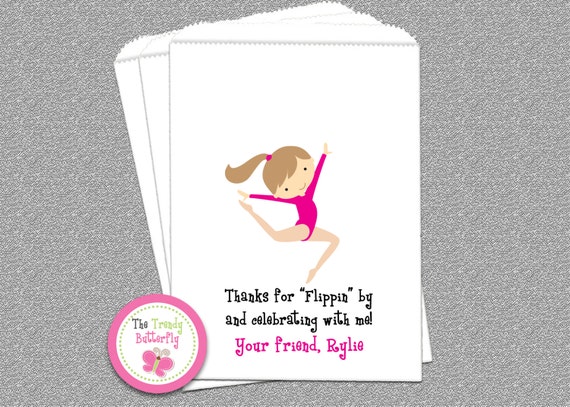 Gymnastics Birthday Party, Gymnastics Candy Bags, Goody Bags, Party Favor Bag, Cookie Bags Set of 24 Il_570xn