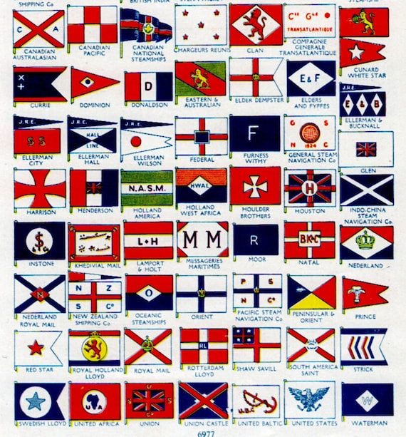 Items similar to Nautical print of OCEAN FLAGS of SHIPS, boat flags ...