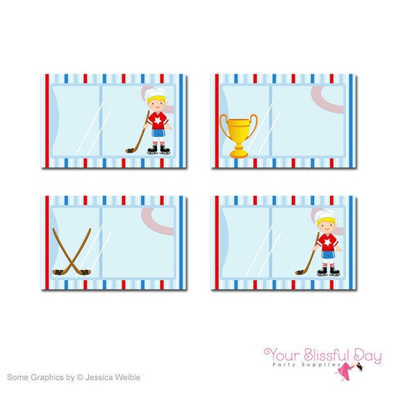 PRINTABLE Hockey Label Tents (Your choice of character) Il_570xn