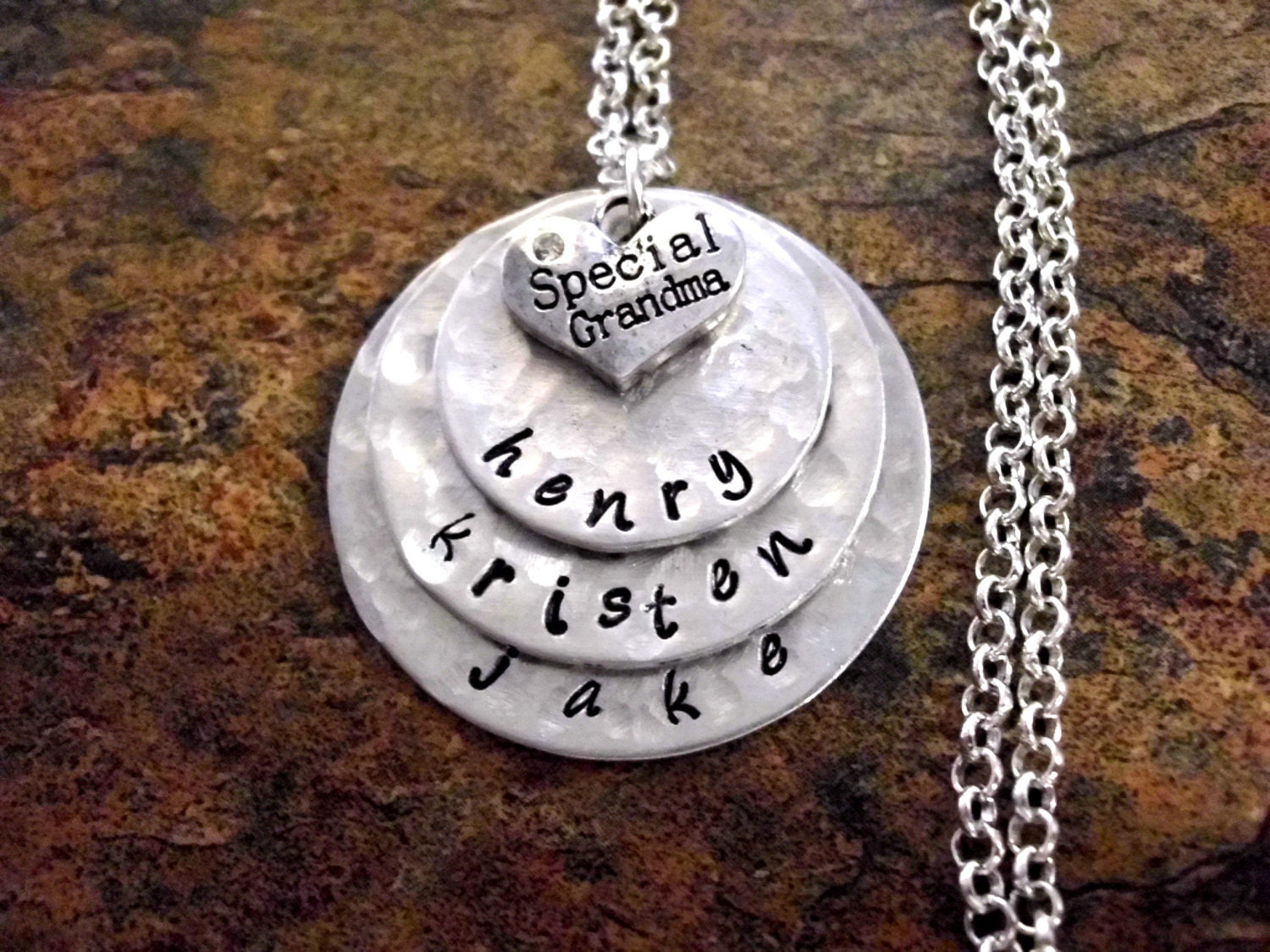 Grandma Necklace Personalized Jewelry Hand Stamped Jewelry