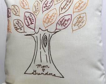 Family Tree Pillow Cover. Mother's Day Gift Ideas. Gift For Mom. Grandchildren Names and Birthday. Gift for Grandma. Grandparents.