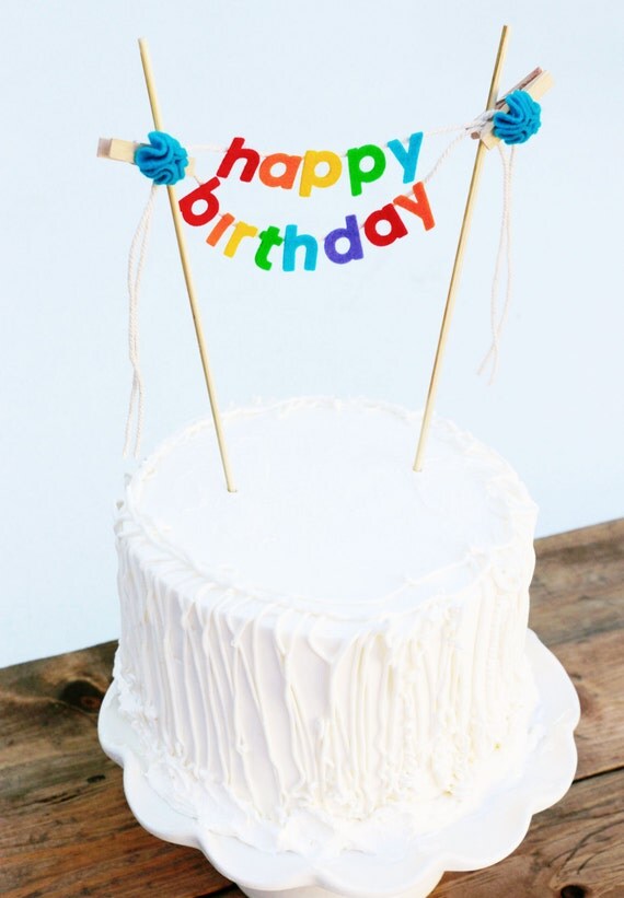 Birthday Cake Banner Birthday Cake Topper Happy Birthday