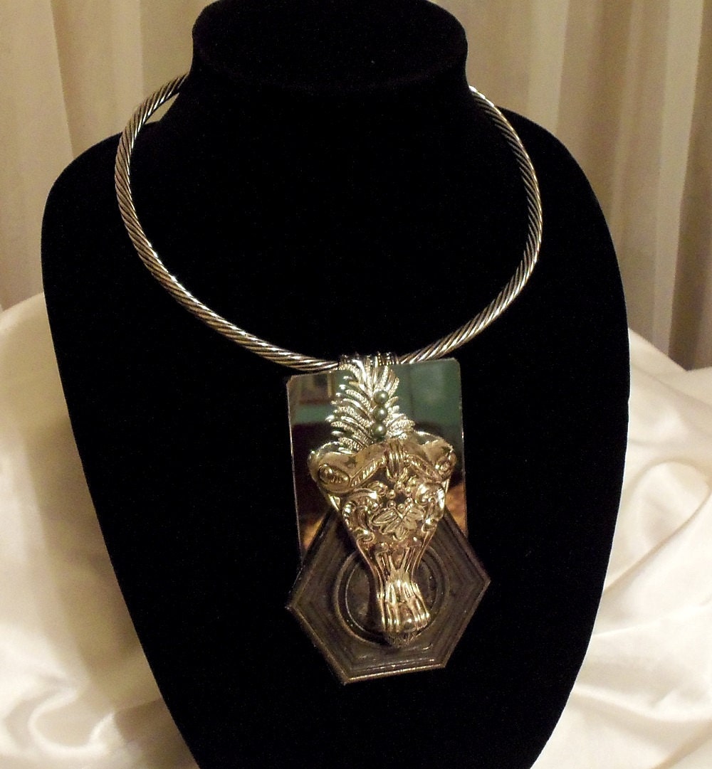 Metal Mirror Choker Avant Garde Necklace Steam by HopscotchCouture