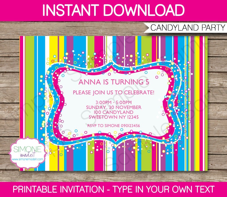 Candyland Party Invitations Template 9