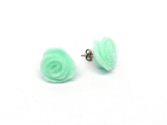 Mint Green Felt Earrings Studs Post Light Weight  Eco Friendly Earth Friendly Hemlock Shades of Green More Colors Available