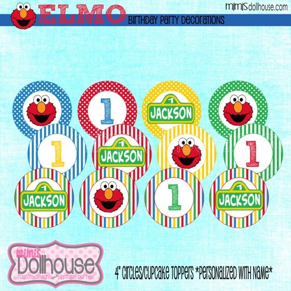 Elmo 4" Circles/Cupcake Toppers-Sesame Street 4"Circles/Cupcake Toppers-PDF Il_570xn