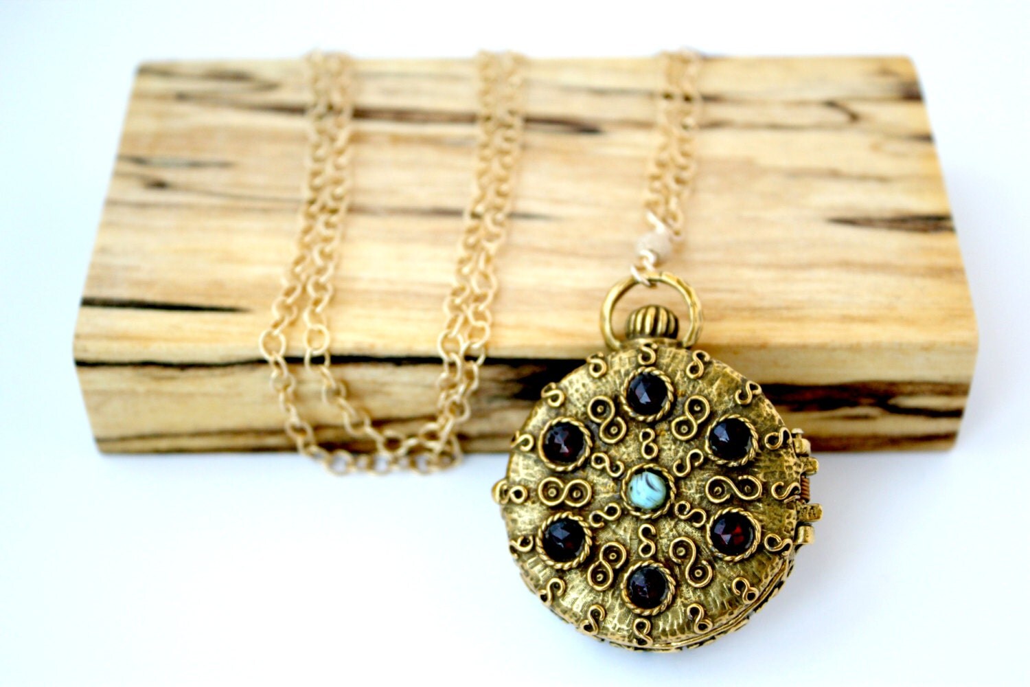 Vintage Pill Box Necklace on a 14 Karat Gold by DorothyJames