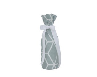 Wine Bottle Gift Bags - Blue & White Graphic Diamond Bottle Bag