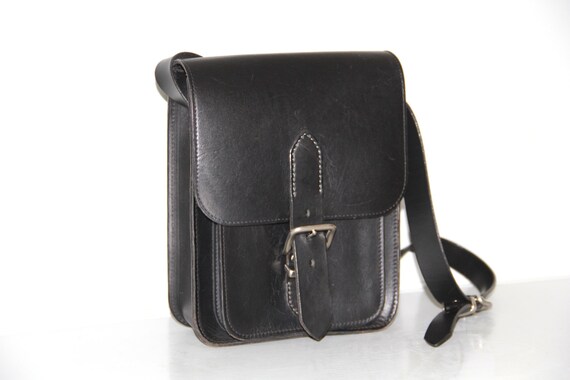 Vintage Structured Black Leather Hartman Bag Cross Body Bag ... Vintage Structured Black Leather Hartman Bag Cross Body Bag ...