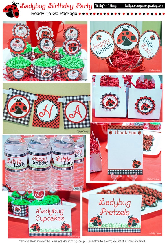 Ladybug Birthday Party Ready To Go Package, Instant Download, Printable DIY Package Il_570xn