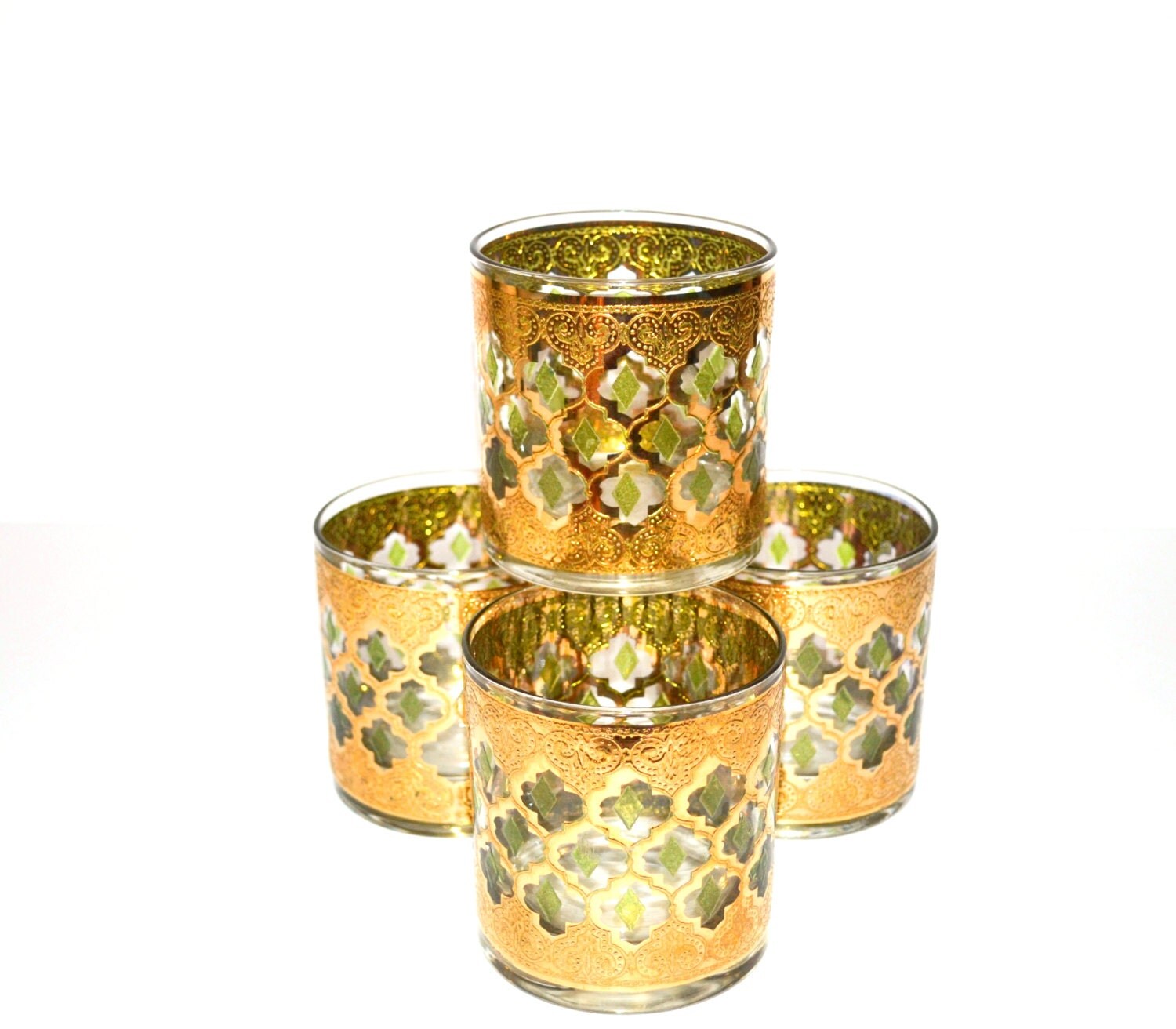 Vintage Rock Tumbler Glasses Valencia Pattern by Culver