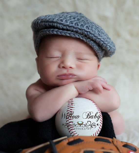 READY Baby Boy Hat Baby Newsboy Hat Baby Hat Grey by PamKR