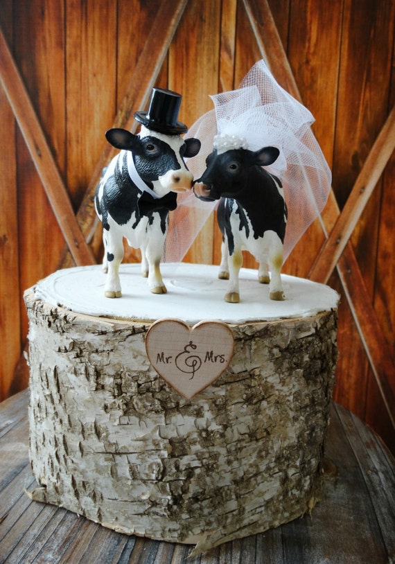 Cowcowboycowgirlfarmerweddingcake topperdairy