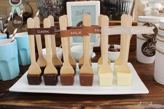 HOT Cocoa on a Stick Printable Flags - Print Your Own - Milk, Dark and White Chocolate Tags Il_570xn