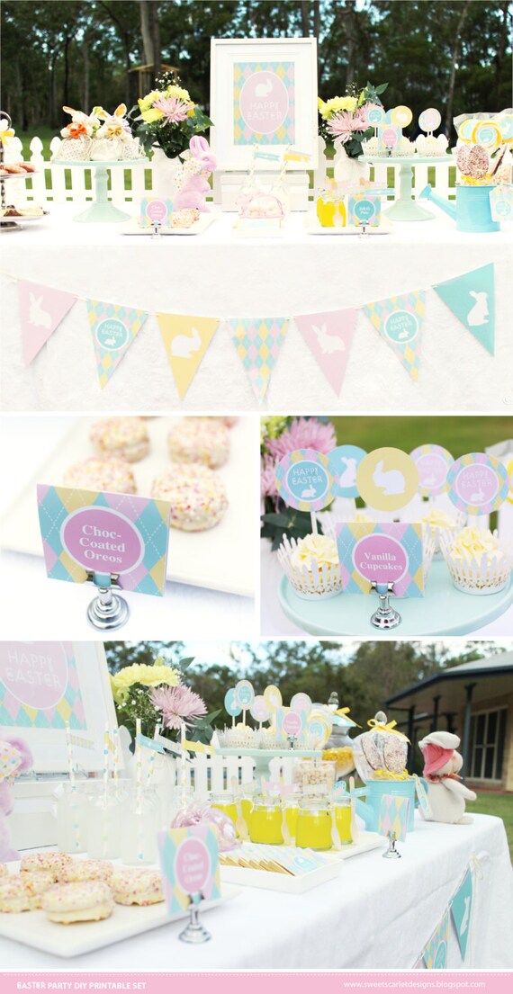 EASTER Printable Set - Cupcake Toppers, Favor Tags, Banner, Party Sign and more Il_570xn