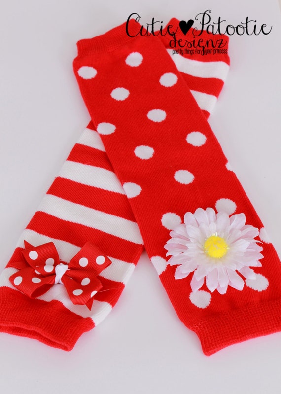 Sale READY TO SHIP: Cutie Patootie Clown Leg Warmers - Red & White - Birthday or Halloween Costume Accessory - One Size Il_570xn