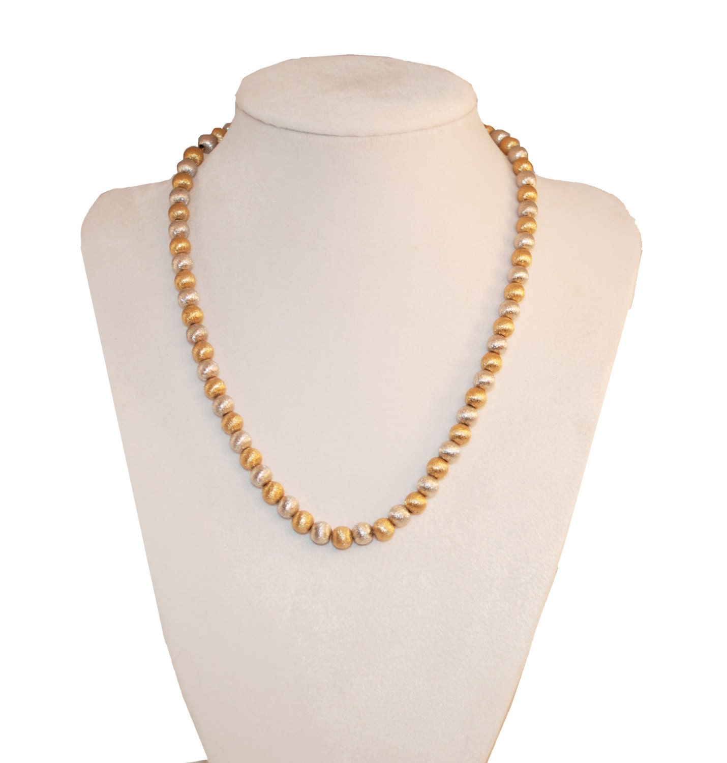 Napier Bead Choker Necklace Brushed Gold by MadgesHatboxVintage