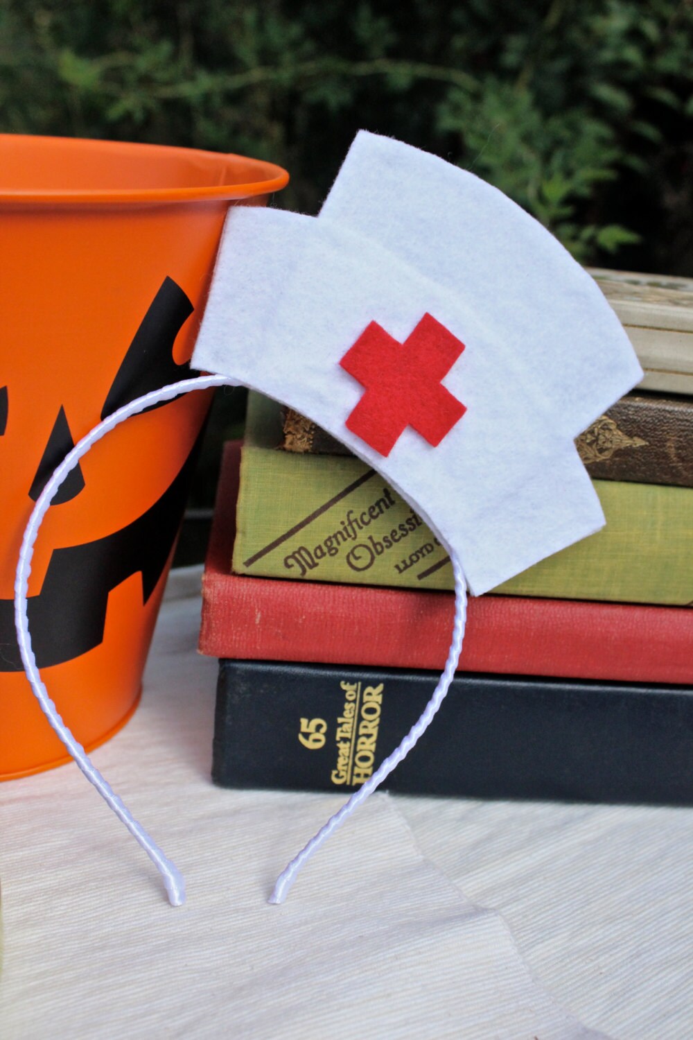 White nurses hat headband Halloween Costume by SycamoreSisters